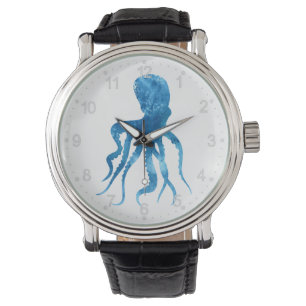 Watercolor octopus silhouette watch