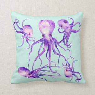 Watercolor Octopus Throw Pillow