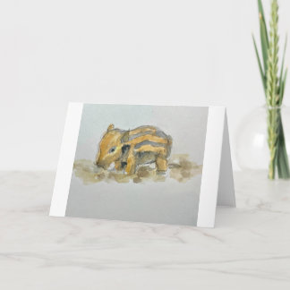 Watercolor of Baby boar on Thank You Card
