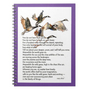 watercolor of geese with mary oliver's poem notebook