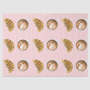 Watercolor Of Latte And Chocolate Croissant Tissue Paper