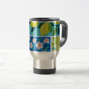 Watercolor of Lemon and Cherry Blossom Travel Mug