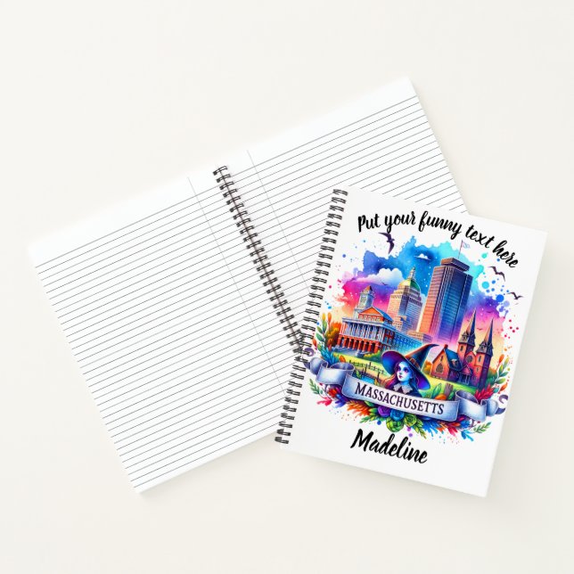 Watercolor of Massachusetts landmarks Notebook (Inside)