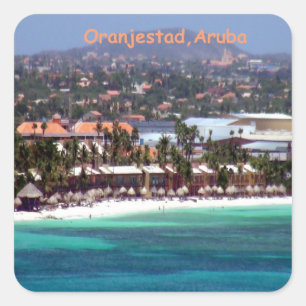 Watercolor of Oranjestad, Aruba Square Sticker