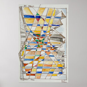 Watercolor of Saint-Malo   Brittany, France Poster