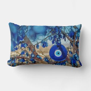 Watercolor of Tree Decorated with Nazars Lumbar Pillow