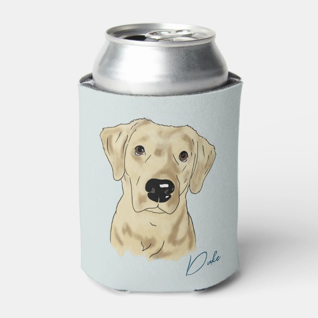 watercolor of Yellow Lab on can cooler  (Can Front)