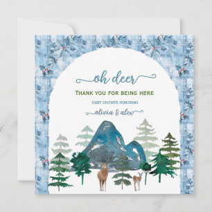 Watercolor oh deer baby boy shower thank you card