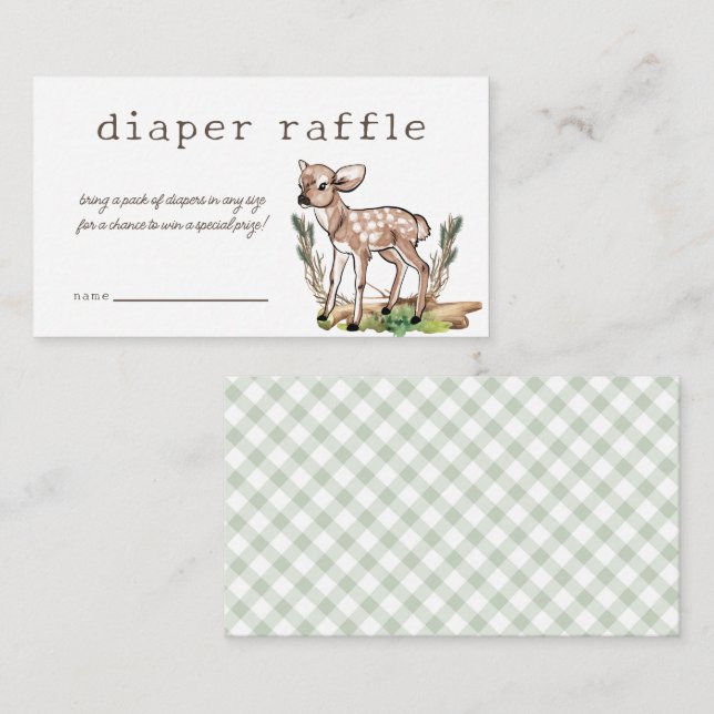 Watercolor Oh Deer Woodland Déchets Carte Raffin (Devant / Derrière)
