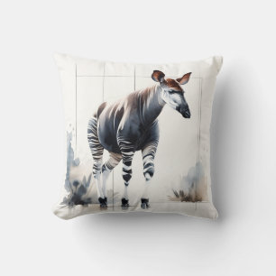 Watercolor Okapi AREF285 - Watercolor Throw Pillow