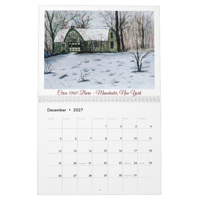 Watercolor Old Barns Calendar (Dec 2027)
