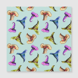 Watercolor old hats: blue background.