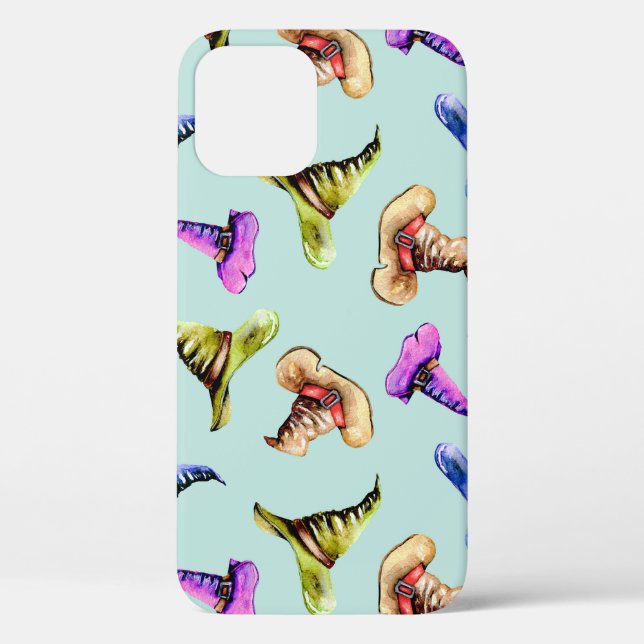 Watercolor old hats: blue background. Case-Mate iPhone case (Back)