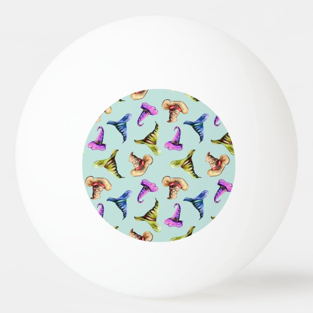 Watercolor old hats: blue background. ping pong ball (Front)