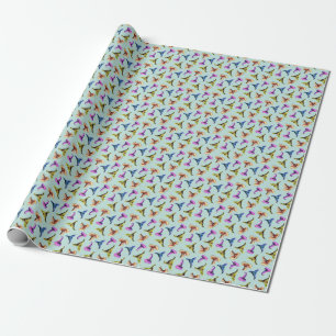 Watercolor old hats: blue background. wrapping paper