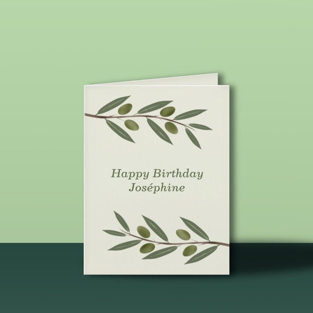 Watercolor Olive Branch Birthday Card (Watercolor Olive Branch Birthday Card)