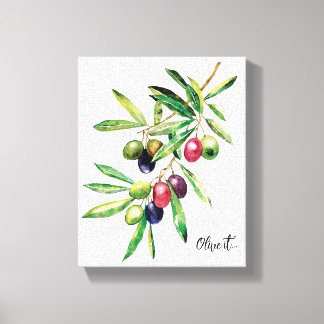 Watercolor Olive Branch Canvas Print