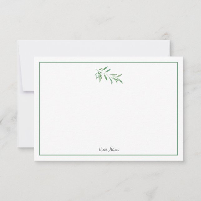 Watercolor Olive Branch Card (Front)
