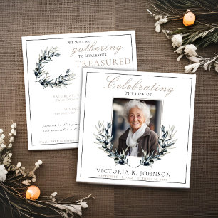 Watercolor Olive Branch Celebration of Life Invitation