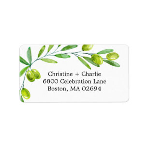 Watercolor Olive Branch Classic Typography Label