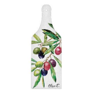 Watercolor Olive Branch Cutting Board