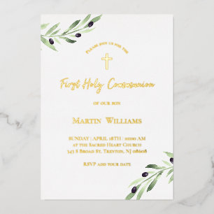 watercolor olive branch First Holy Communion