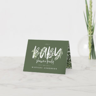 Watercolor olive branch foliage baby shower party announcement
