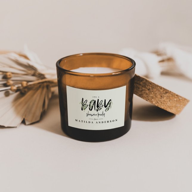 Watercolor olive branch foliage baby shower party sticker (Creator Uploaded)