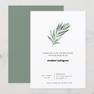 Watercolor Olive Branch Greenery Bridal Shower Invitation