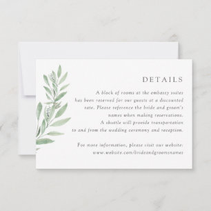 Watercolor Olive Branch Greenery Leaves Details Invitation