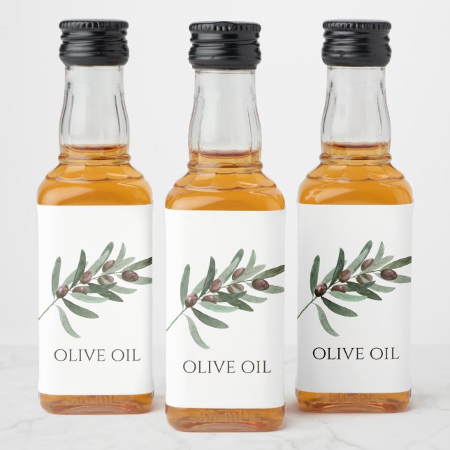 Watercolor Olive Branch Illustration Customizable  Liquor Bottle Label (Bottles)
