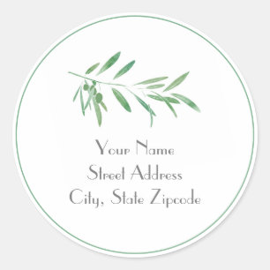 'Watercolor Olive Branch' Labels