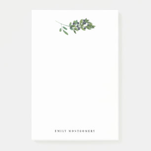 Watercolor Olive Branch Leaves Personal Monogram Post-it Notes