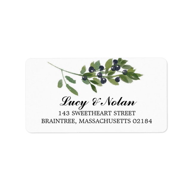 Watercolor Olive Branch | Mailing Address Label (Front)