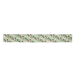 Watercolor Olive Branch Satin Ribbon