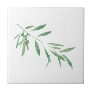 Watercolor Olive Branch Tile