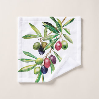 Watercolor Olive Branch Wash Cloth
