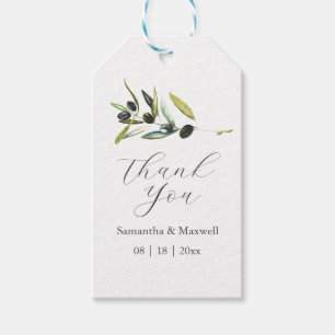 Watercolor Olive Branch Wedding Favour Tags