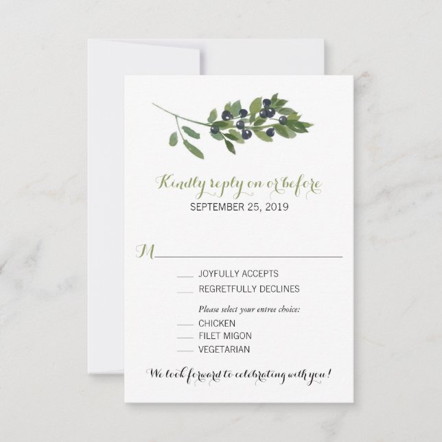 Watercolor Olive Branch | Wedding RSVP (Front)
