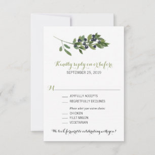 Watercolor Olive Branch   Wedding RSVP