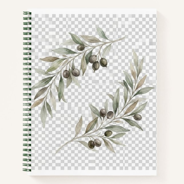 Watercolor Olive Branches – Scandinavian Botanical Notebook (Front)