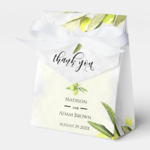 Watercolor Olive Branches Wedding Thank You Favor Box