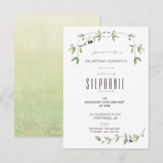 Watercolor Olive leaf vine invitation