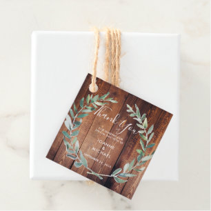 Watercolor olive leaves wood Wedding Thank You Favour Tags