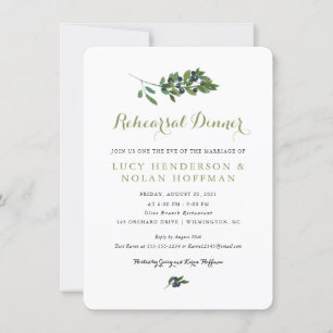 Watercolor Olive Orchard Rehearsal Dinner Invitation