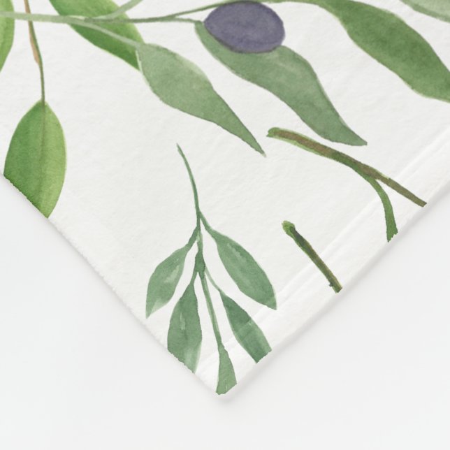 Watercolor Olive Pattern  Fleece Blanket (Corner)