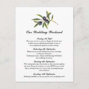 Watercolor Olive Tree Branch Itinerary Enclosure Card