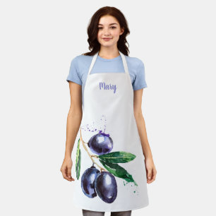 Watercolor Olives Customizable Apron