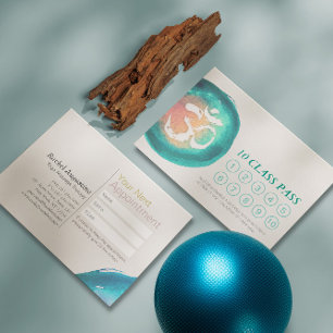 Watercolor Om Sign YOGA 10 Class Pass Appointment Card