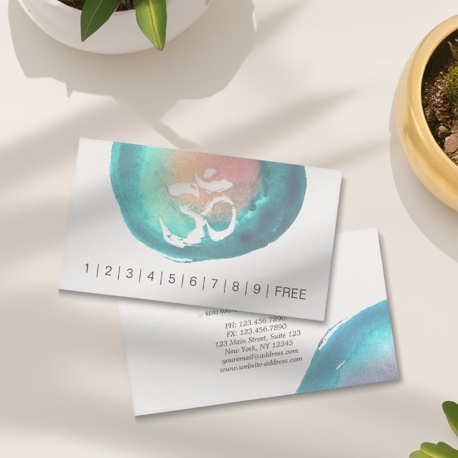 Watercolor Om Symbol YOGA Instructor Loyalty Punch Card (Creator Uploaded)